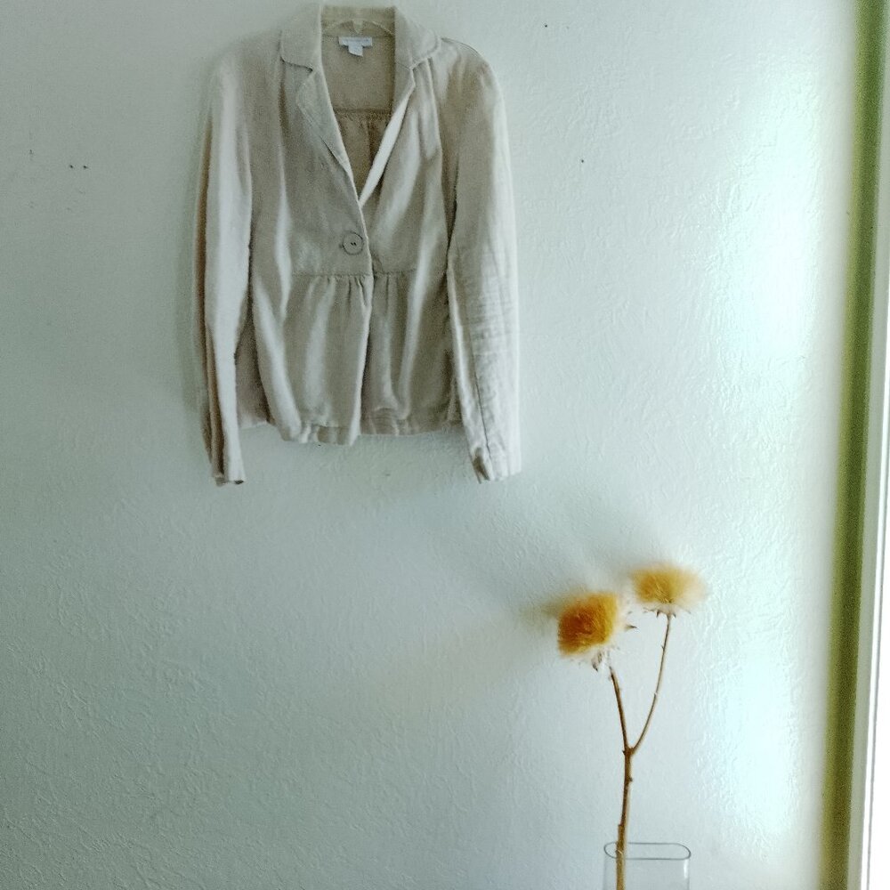 100% Linen Jacket Y2K Cottagecore Natural Fabric Capsule Academia - Picture 9 of 11